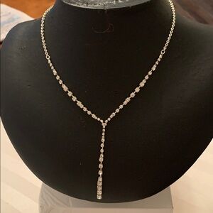 Dazzling Silver Y-Drop Necklace